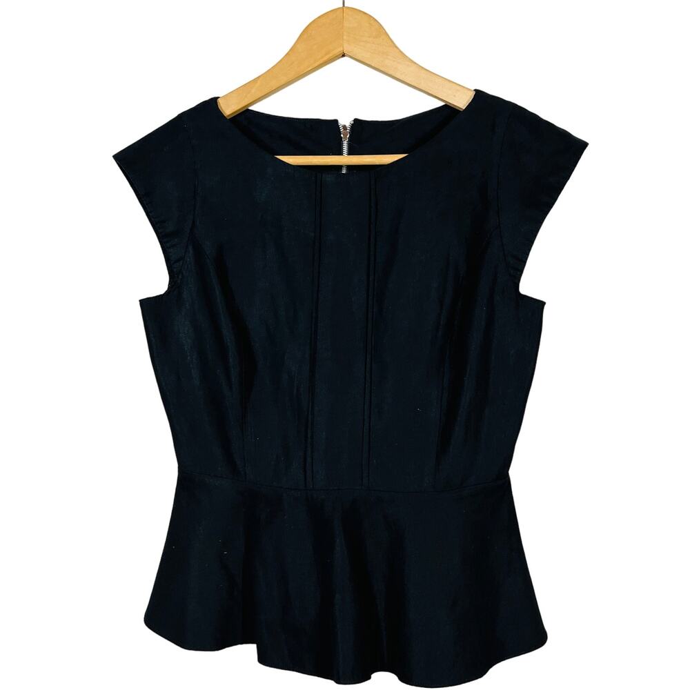 ZOA of NY x Anthropologie Sleeveless Blouse Tunic Top Zip Back Black - XS